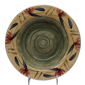 Pier 1 ELIZABETH 9-3/4” Soup Bowl Handpainted Stoneware Floral Vintage Excellent